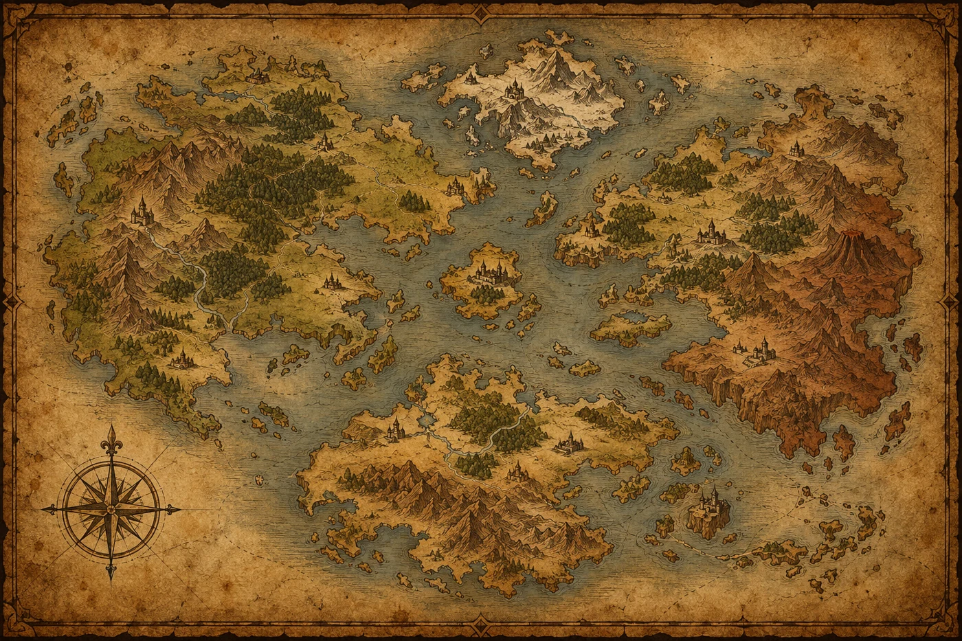 Carte illustrative sur parchemin
